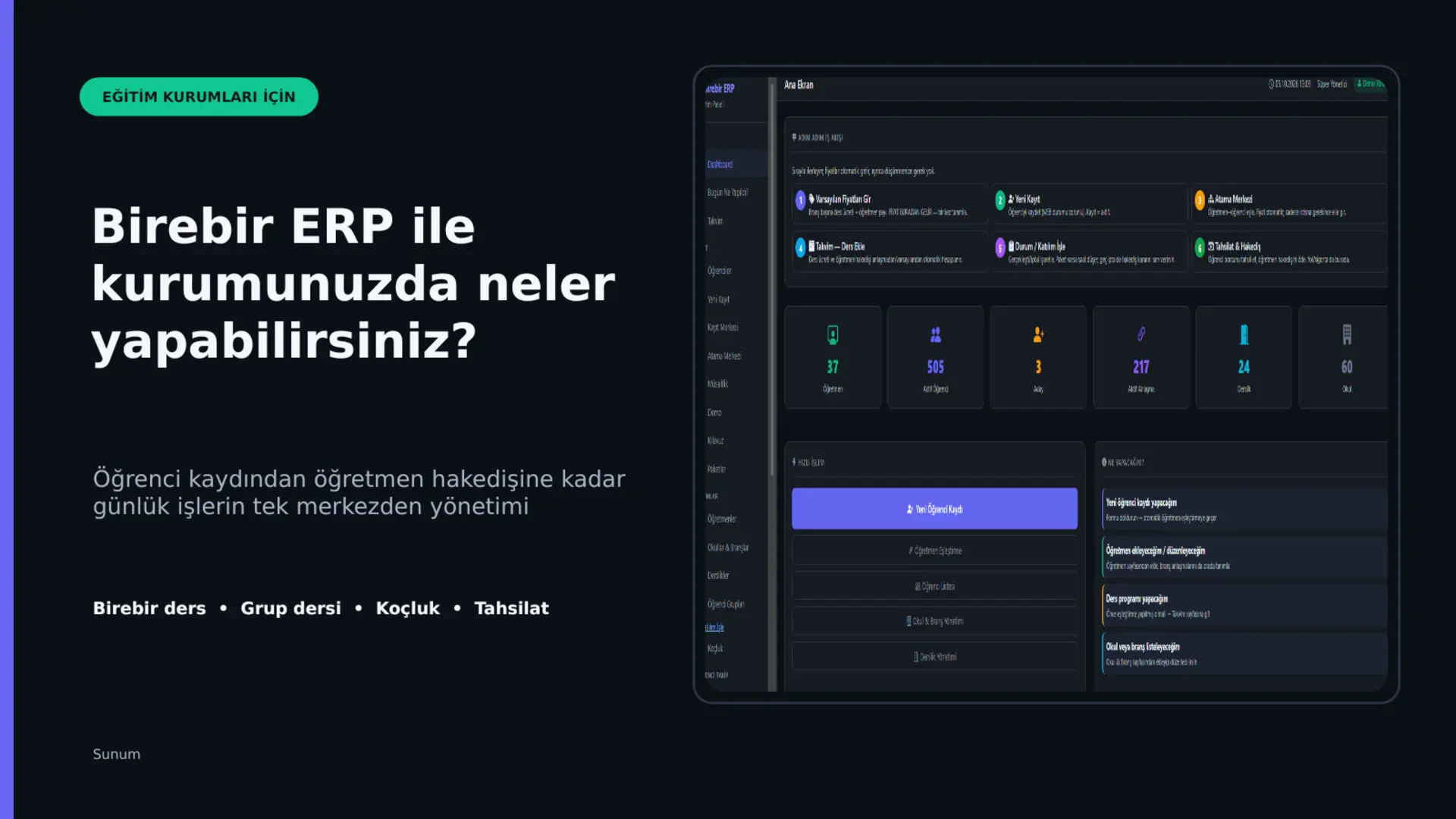 Edu Öğrenci İşleri ve Eğitim Kurumu Yönetim Programı